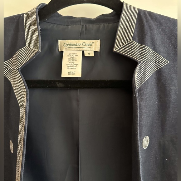 Coldwater Creek Jacket Navy and White Size 8 - Picture 4 of 4